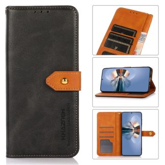 KHAZNEH Dual-color Cowhide Texture Flip Leather Phone Case, For iPhone 15 Pro, For iPhone 15 Plus, For iPhone 15, For iPhone 14 Max, For iPhone 14, For iPhone 14 Pro