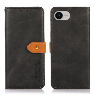 KHAZNEH Dual-color Cowhide Texture Flip Leather Phone Case, For iPhone 16e, For iPhone 16 Pro Max, For iPhone 16 Pro, For iPhone 16 Plus, For iPhone 16, For iPhone 15 Pro Max
