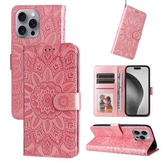 Embossed Sunflower Leather Phone Case, For iPhone 16 Pro Max, For iPhone 16 Pro, For iPhone 16 Plus, For iPhone 16