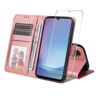 ENKAY Card Wallet Calf Texture Leather Phone Case with Screen Film, For Samsung Galaxy A25 Japan / A25e, For Samsung Galaxy S24 Ultra 5G, For Samsung Galaxy S24+ 5G, For Samsung Galaxy S24 5G