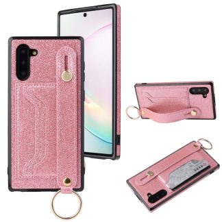Glitter Powder PU+TPU Shockproof Protective Case with Holder & Card Slots & Wrist Strap, For Samsung Galaxy Note 10, For Samsung Galaxy Note 10 Pro