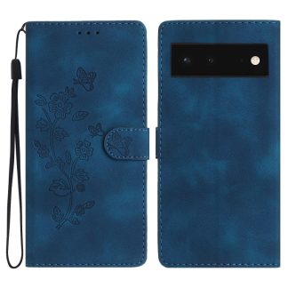 Flower Butterfly Embossing Pattern Leather Phone Case, For Google Pixel 6
