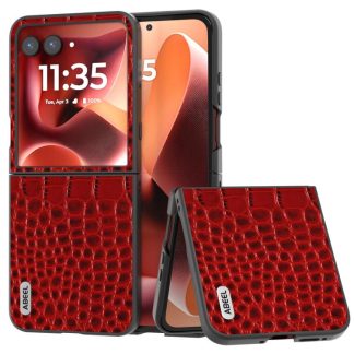 ABEEL Genuine Leather Crocodile Pattern Black Edge Phone Case, For Motorola Razr 60 Ultra, For Motorola Razr 50 Ultra, For Motorola Razr 50, For Motorola Razr 40 Ultra