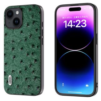 ABEEL Genuine Leather Ostrich Texture Phone Case, For iPhone 15 Plus, For iPhone 15, For iPhone 14 Plus, For iPhone 14, For iPhone 14 Pro, For iPhone 14 Pro Max