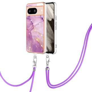Electroplating Marble Dual-side IMD Phone Case with Lanyard, For Google Pixel 8, For Google Pixel 7a, For Google Pixel 6a