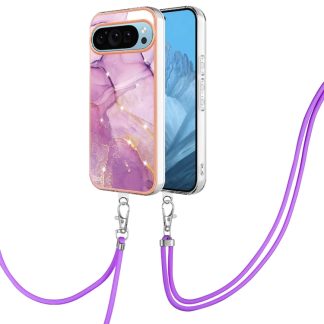 Electroplating Marble Dual-side IMD Phone Case with Lanyard, For Google Pixel 9 Pro XL, For Google Pixel 9 / 9 Pro, For Google Pixel 8a, For Google Pixel 8 Pro