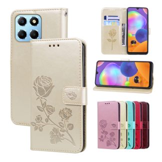 Rose Embossed Flip PU Leather Phone Case, For Honor X8b, For Honor X9b, For Honor X6a, For Honor 90 Lite