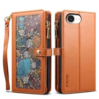ESEBLE Star Series Lanyard Rits Portemonnee RFID Leren Tas, For iPhone 16e, For iPhone 16 Pro Max, For iPhone 16 Pro, For iPhone 16 Plus, For iPhone 16, For iPhone 15 Pro Max, For iPhone 15 Pro, For iPhone 15 Plus