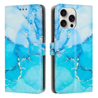 Painted Marble Pattern Leather Phone Case, For iPhone 16 Pro Max, For iPhone 16 Pro, For iPhone 16 Plus, For iPhone 16