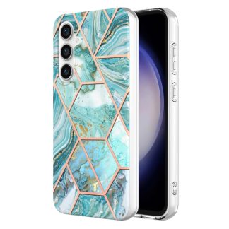 Electroplating Splicing Marble TPU Phone Case, For Samsung Galaxy S23 FE 5G