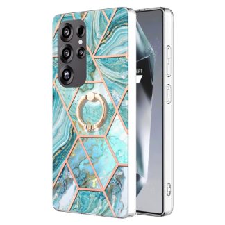 Splicing Marble Flower IMD TPU Phone Case Ring Holder, For Samsung Galaxy S25 Ultra 5G, For Samsung Galaxy S24 Ultra 5G, For Samsung Galaxy S24+ 5G, For Samsung Galaxy S24 5G