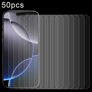 50pcs 0.26mm 9H 2.5D Tempered Glass Film, For iPhone 16 Pro Max, For iPhone 16 Pro, For iPhone 16 Plus, For iPhone 16, For iPhone 15 Plus / 15 Pro Max, For iPhone 15 / 15 Pro