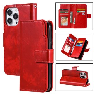 Tri-Fold 9-Card Wallets Leather Phone Case, For iPhone 16 Pro Max, For iPhone 16 Pro, For iPhone 16 Plus, For iPhone 16