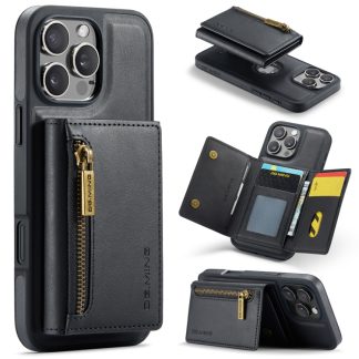 DG.MING M5 Series Zip RFID Multi Card Detachable Leather Phone Case, For iPhone 16 Pro Max, For iPhone 16 Pro, For iPhone 16 Plus, For iPhone 16