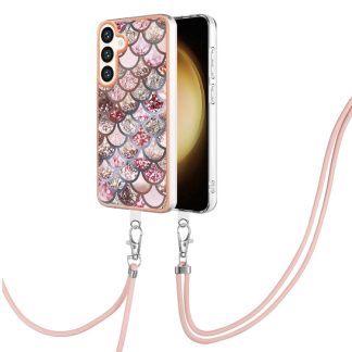 Electroplating Pattern IMD TPU Shockproof Case with Neck Lanyard, For Samsung Galaxy S24 5G