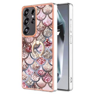 Electroplating Pattern IMD TPU Shockproof Case with Rhinestone Ring Holder, For Samsung Galaxy S25 Ultra 5G, For Samsung Galaxy S24 FE 5G, For Samsung Galaxy S24 Ultra 5G, For Samsung Galaxy S24+ 5G