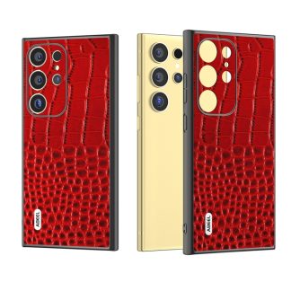 ABEEL Genuine Leather Crocodile Pattern Phone Case, For Samsung Galaxy S24 Ultra 5G, For Samsung Galaxy S24+ 5G, For Samsung Galaxy S24 5G