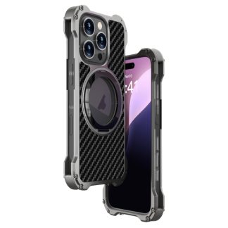 R-JUST RJ51-1 Hollow Rotating Holder MagSafe Magnetic Metal Phone Case, For iPhone 16 Pro Max, For iPhone 16 Pro, For iPhone 16 Plus, For iPhone 16, For iPhone 15 Pro Max, For iPhone 15 Pro, For iPhone 15, For iPhone 14, For iPhone 14 Pro...
