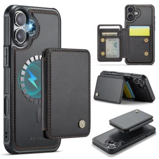 JEEHOOD J05 Zakelijke magnetische stijl RFID lederen telefoonhoes, For iPhone 16, For iPhone 15 Pro Max, For iPhone 15 Pro, For iPhone 15 Plus