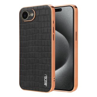 AZNS gegalvaniseerd frame met krokodiltextuur, volledige dekking telefoonhoesje, For iPhone 16e, For iPhone 16 Pro Max, For iPhone 16 Pro, For iPhone 16 Plus