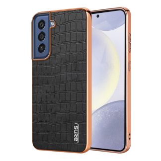 AZNS Electroplated Frame Crocodile Texture Full Coverage Phone Case, For Samsung Galaxy S21 FE 5G