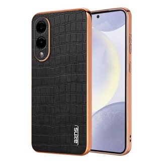 AZNS Electroplated Frame Crocodile Texture Full Coverage Phone Case, For Samsung Galaxy S25 Edge 5G, For Samsung Galaxy S25 5G, For Samsung Galaxy S25+ 5G, For Samsung Galaxy S25 Ultra 5G