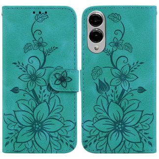 Lily Embossed Leather Phone Case, For Samsung Galaxy S25 Edge 5G, For Samsung Galaxy S25 5G, For Samsung Galaxy S25+ 5G, For Samsung Galaxy S25 Ultra 5G