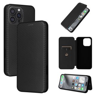 Carbon Fiber Texture Flip Leather Phone Case, For iPhone 16 Pro Max, For iPhone 16 Pro, For iPhone 16 Plus, For iPhone 16