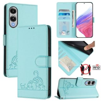 Cat Rat Embossed RFID Leather Phone Case with Lanyard, For Samsung Galaxy S25 Edge 5G, For Samsung Galaxy S25 5G, For Samsung Galaxy S25+ 5G, For Samsung Galaxy S25 Ultra 5G