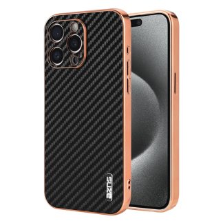 AZNS gegalvaniseerde rand koolstofvezel textuur telefoonhoesje, For iPhone 15 Pro, For iPhone 15 Plus, For iPhone 15, For iPhone 14 Plus, For iPhone 14, For iPhone 14 Pro