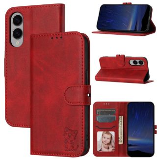 Embossed Happy Cat Pattern Flip Leather Phone Case, For Samsung Galaxy S25 Edge 5G, For Samsung Galaxy S25 5G, For Samsung Galaxy S25+ 5G, For Samsung Galaxy S25 Ultra 5G