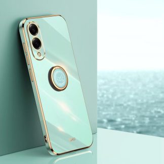 XINLI Straight Edge 6D Electroplate TPU Phone Case with Ring Holder, For Samsung Galaxy S25 Edge 5G, For Samsung Galaxy S25 5G, For Samsung Galaxy S25+ 5G
