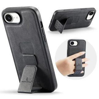 Fierre Shann Oil Wax Cow Leather Houder Achterkant Telefoonhoesje, For iPhone 16e, For iPhone 16 Pro Max, For iPhone 16 Pro, For iPhone 16 Plus