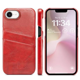 Fierre Shann Retro Oil Wax Texture Kaartsleuven PU Leren Telefoonhoesje, For iPhone 16e, For iPhone 16 Pro Max, For iPhone 16 Pro, For iPhone 16 Plus