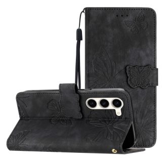 Skin-feel Embossed Butterfly Leather Phone Case, For Samsung Galaxy S25 5G, For Samsung Galaxy S25+ 5G, For Samsung Galaxy S25 Ultra 5G