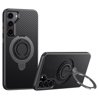 Carbon Fiber MagSafe Phone Case with 360 Degree Rotating Holder, For Samsung Galaxy S23+ 5G, For Samsung Galaxy S23 5G