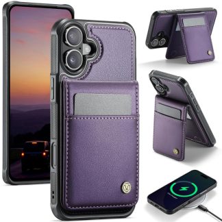 JEEHOOD J06 Britse stijl RFID MagSafe-kaarthouder PU-telefoonhoesje, For iPhone 16, For iPhone 15 Pro Max, For iPhone 15 Pro, For iPhone 15 Plus