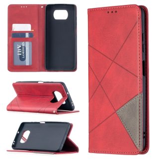 Rhombus Texture Horizontal Flip Magnetic Leather Case with Holder & Card Slots, For Xiaomi Mi Poco X3