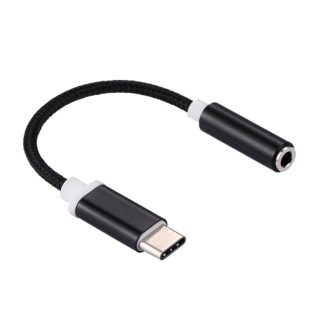 USB-C / Type-C Male to 3.5mm Female Weave Texture Audio Adapter, Length: about 10cm, Black, Gold, Rose Gold, Silver