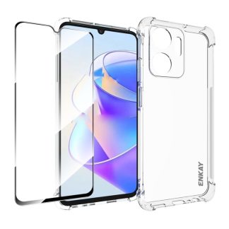 ENKAY Hat-Prince Transparent TPU Shockproof Phone Case with Glass Film, For Honor X7A 4G Global, For Honor X8A 4G Global