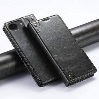 Suteni Baroque Calf Texture Buckle Wallet Leather Phone Case, For iPhone 16e, For iPhone 16 Pro Max, For iPhone 16 Pro, For iPhone 16 Plus