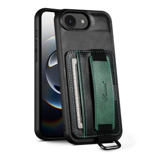 Suteni H13 Card Wallet Wrist Strap Holder PU Phone Case, For iPhone 16e, For iPhone 16 Pro Max, For iPhone 16 Pro, For iPhone 16 Plus, For iPhone 16, For iPhone 15 Pro Max, For iPhone 15 Pro, For iPhone 15 Plus