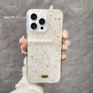 Gold Foil Pearl Bow TPU Phone Case, For iPhone 16 Pro Max, For iPhone 16 Pro, For iPhone 16 Plus, For iPhone 16, For iPhone 15 Pro Max, For iPhone 15 Pro, For iPhone 15 Plus, For iPhone 15, For iPhone 14 Plus, For iPhone 14, For iPhone 14 Pro...