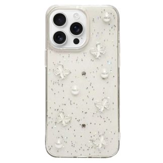 Glitter Pearl Butterfly TPU Phone Case, For iPhone 16 Pro Max, For iPhone 16 Pro, For iPhone 16 Plus, For iPhone 16, For iPhone 15 Pro Max, For iPhone 15 Pro, For iPhone 15 Plus, For iPhone 15, For iPhone 14 Plus, For iPhone 14, For iPhone 14 Pro...