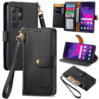 Love Zipper Lanyard Leather Phone Case, For Samsung Galaxy S25 Ultra 5G, For Samsung Galaxy C55, For Samsung Galaxy M55