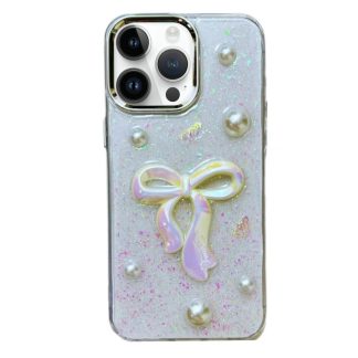 3D Bow Pearl Love Flower TPU Phone Case, For iPhone 13 Pro Max, For iPhone 13 Pro, For iPhone 13, For iPhone  12, For iPhone 12 Pro Max, For iPhone 12 Pro