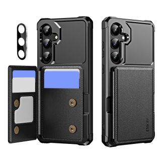 ENKAY Hat-Prince Card Slot Wallet TPU Back Leather Phone Case with Lens Film, For Samsung Galaxy S24 5G