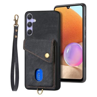 Retro Card Wallet Fold Leather Phone Case with Strap, For Samsung Galaxy S25+ 5G, For Samsung Galaxy S25 Ultra 5G