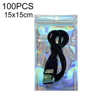100PCS Laser Self-sealing Packaging Bag Data Line Aluminum Foil Plastic Bag , Size:, 15x15cm, 15x22cm, 16x20cm, 16x24cm, 18x23cm, 18x26cm, 20.5x26cm, 20x30cm