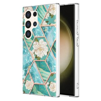 Splicing Marble Flower IMD TPU Phone Case, For Samsung Galaxy S24 Ultra 5G, For Samsung Galaxy S23 FE 5G, For Samsung Galaxy A34 5G, For Samsung Galaxy A54 5G, For Samsung Galaxy S24+ 5G, For Samsung Galaxy S24 5G